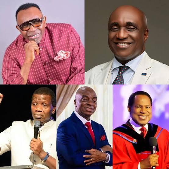 A collage featuring some of Africa's most influential pastors highlighted in the 2026 ranking of the richest pastors in Africa.