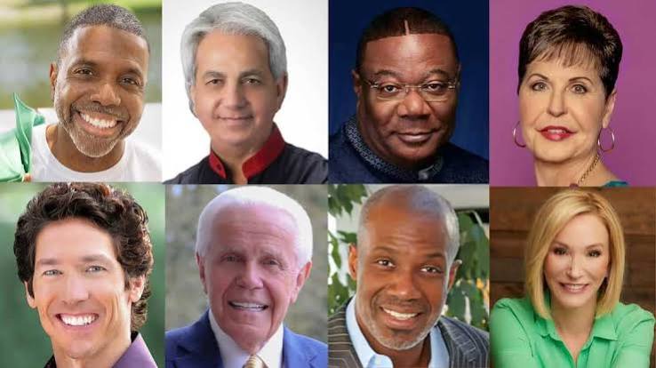 A collage featuring some of the wealthiest and most influential pastors in the United States highlighted in the 2026 ranking of America's richest pastors.